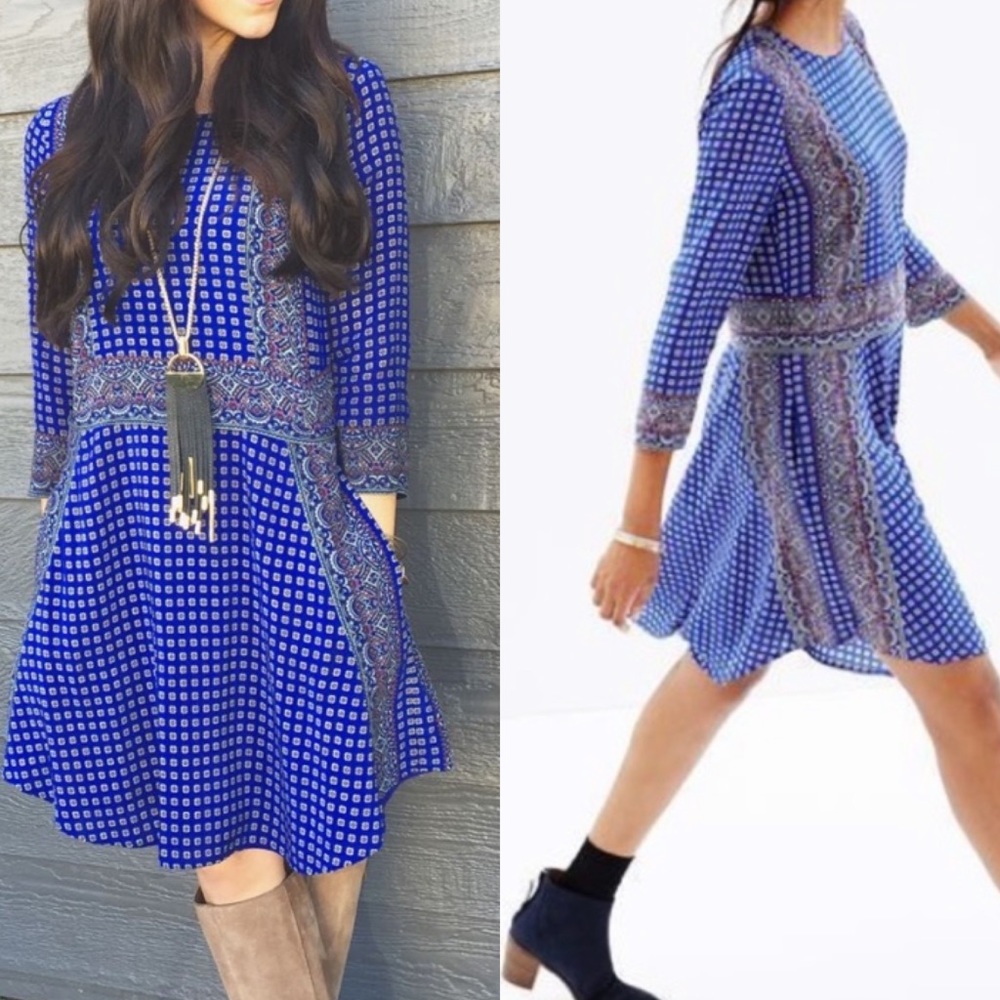 Madewell Silk Tee Dress in Ascot Grid